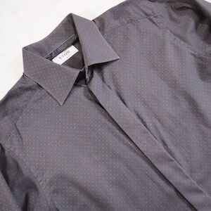 Eton Sz 40/15 3/4 Men's Dark Gray York Dress Shirt 100% Cotton